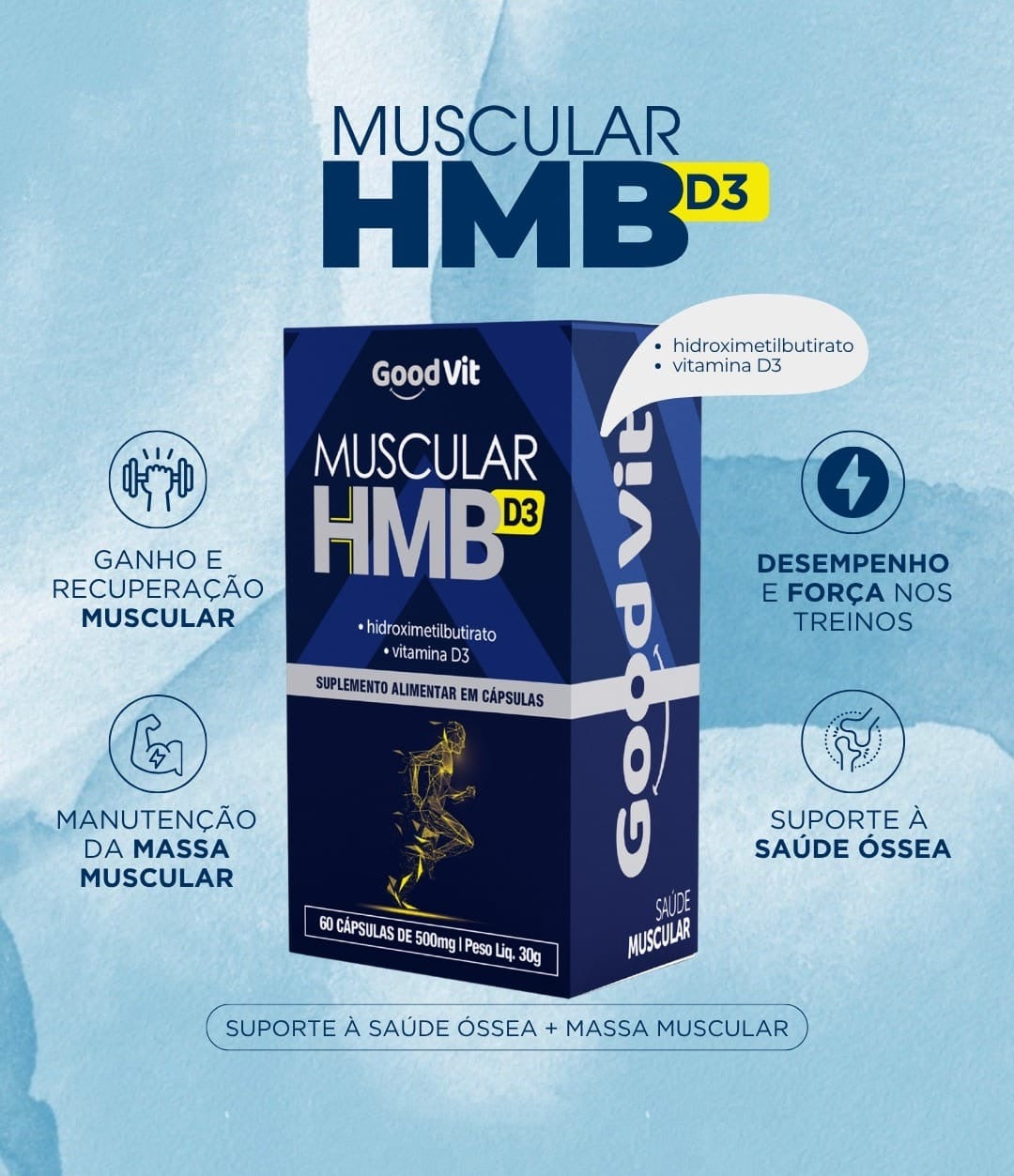 Muscular HMB D3 c/60 Cápsulas - Good Vit