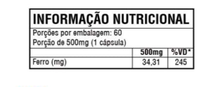 Ferro Quelato 500mg c/60 cápsulas - Good Vit