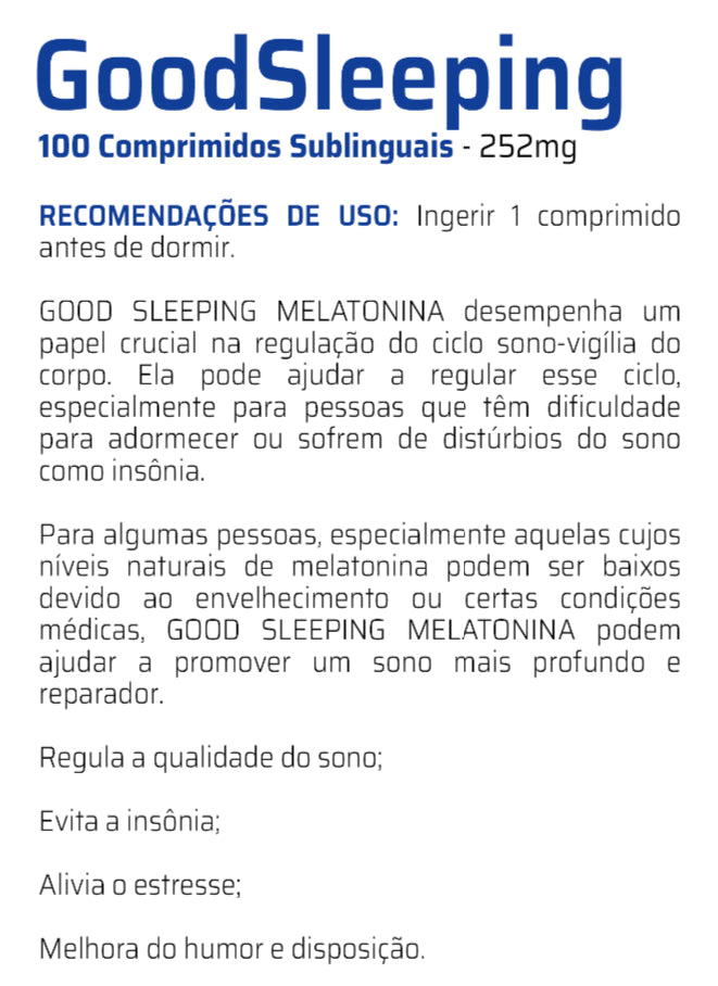 Good sleeping Melatonina 252mg C/100 CP - Good Vit