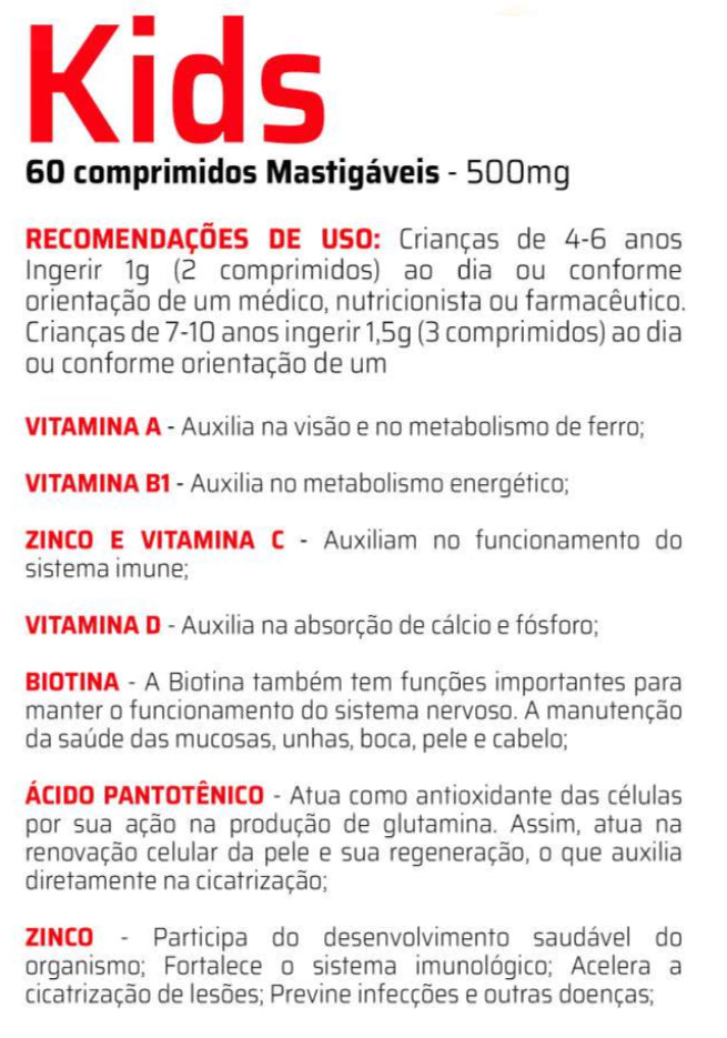 Multivitaminico Kids 500mg C/60 cp mastigáveis - Good Vit