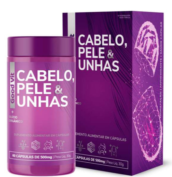 Vitaminas Cabelos Pele e Unhas 500mg C/60 Cápsulas - Good Vit