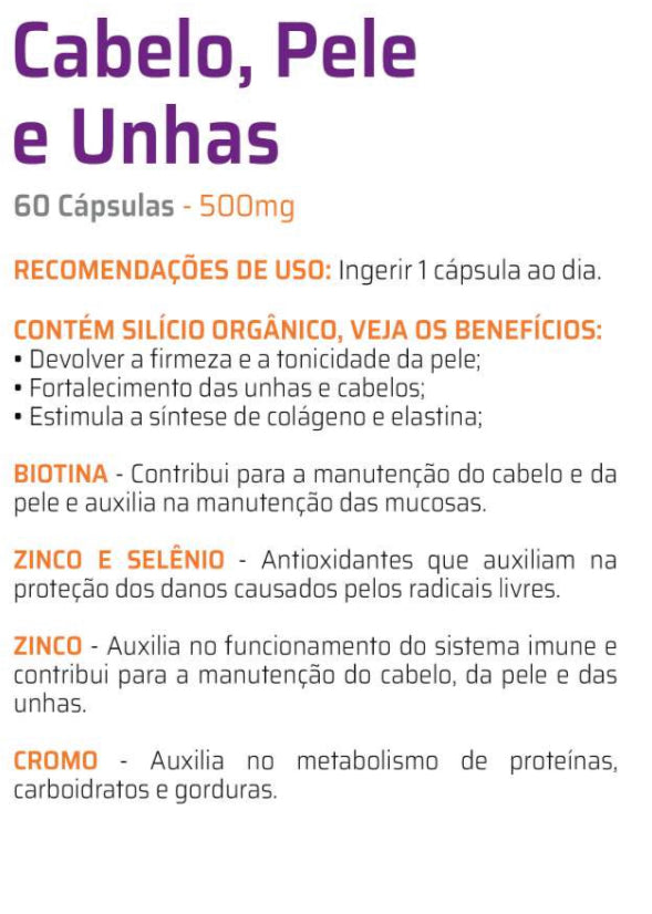 Vitaminas Cabelos Pele e Unhas 500mg C/60 Cápsulas - Good Vit