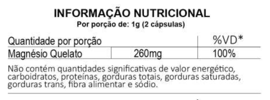 Magnésio Quelato 260mg C/60 Cápsulas - Good Vit
