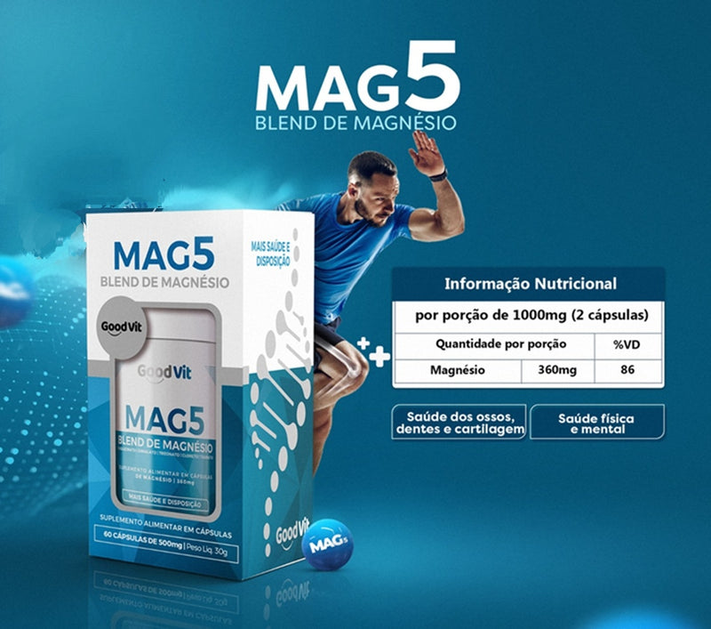 Mag5 Blend de Magnésio c/60 Cápsulas - Good Vit