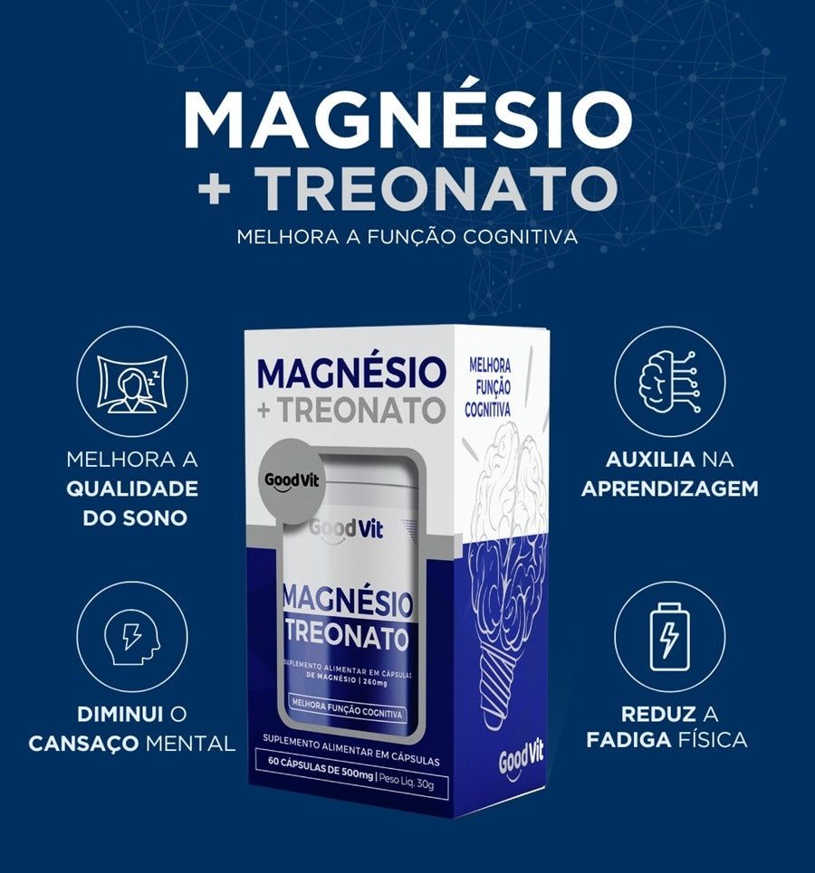 Magnésio Treonato 500mg C/60 Cápsulas - Good Vit